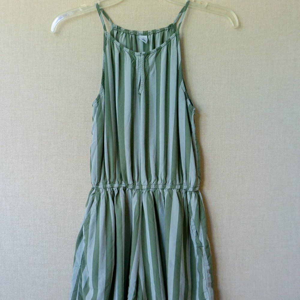 Old Navy Olive Sleeveless Striped Romper